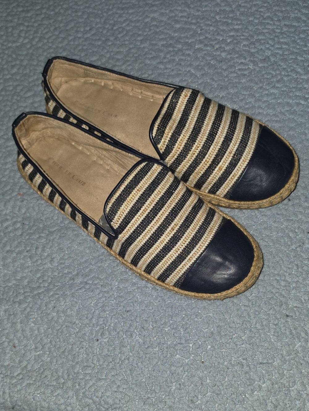 Charter Club Navy and Natural Striped Espadrille Flats